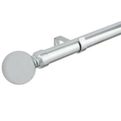 B&M Shiny Nickle Silver Orb Curtain Pole 70 - 120cm