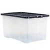 B&M Large Clear Storage Box With Lid 60L - Black