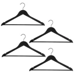 B&M Matt Black Wooden Hangers 4pk -Household Product Store 392148 4pk matte black wooden hangers 2