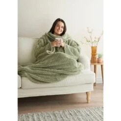 Home Essentials Teddy TV Blanket - Sage -Household Product Store 393430 home essentials teddy tv blanket sage