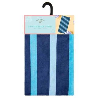 B&M Adult's Beach Towel - Blue Stripes 4 B&M Adult's Beach Towel - Blue Stripes - Image 2