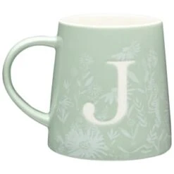 B&M Floral Alphabet Mug (Assorted) -Household Product Store 394397 floral alphabet mug green j