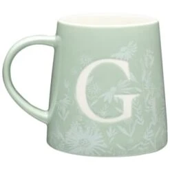 B&M Floral Alphabet Mug (Assorted) -Household Product Store 394402 floral alphapet mug green g