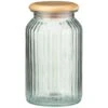 B&M Large Ribbed Glass Jar With Wooden Lid -Household Product Store 394426 ribbed glass jar with wooden lid large 2