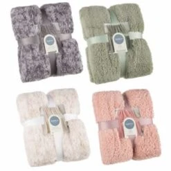B&M Simply Two Tone Teddy Throw - Sage -Household Product Store 394924 394926 394927 394928 simply plain teddy throw group