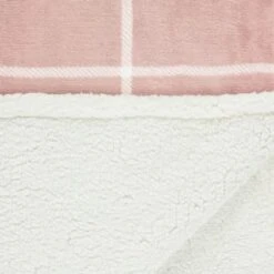 Winston Blush Sherpa Check Throw -Household Product Store 394980 winston check throw blush 2