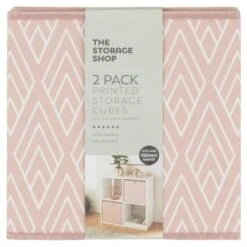 Lokken Printed Storage Cubes 2pk - Pink Diamond -Household Product Store 395838 2pk printed lokken storage cubes pink diamond 2
