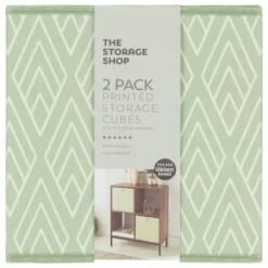 Lokken Printed Storage Cubes 2pk - Sage Diamond -Household Product Store 395843 2pk printed lokken storage cubes sage diamond 2