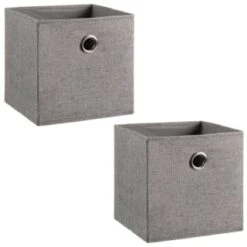 Lokken Linen Storage Cubes 2pk - Grey -Household Product Store 395851 2pk linen lokken storage cubes grey 3