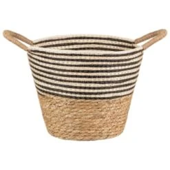 B&M Stripe Top Basket With Handle - Mono