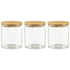B&M Printed Glass Bamboo Storage Jars 3pc -Household Product Store 396485 3pk printed glass bamboo storage jars 2
